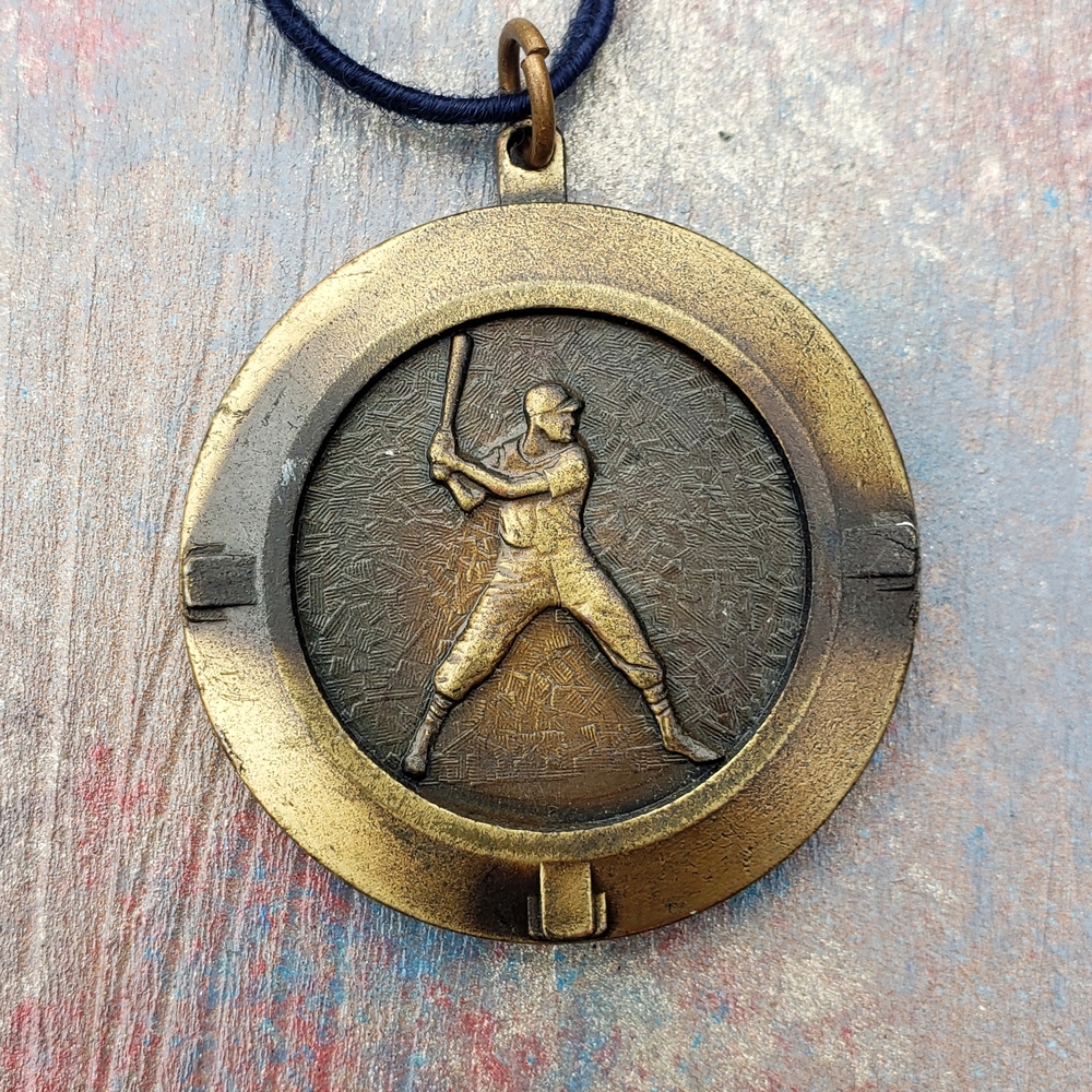 Vintage Baseball Medal Pendant, Cambridge Softball Medal